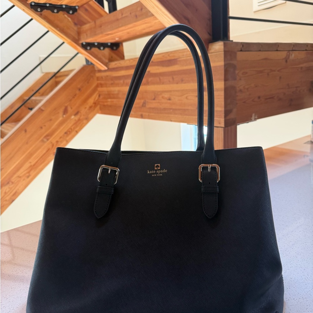kate spade Black Leather bag with Gold-Tone logo and hardware